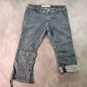 Mossimo Supply Co. Low Rise Crop Capri Jeans Adjustable Hem Button‎ Details